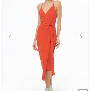 ✨NWOT✨Orange Midi Wrap dress